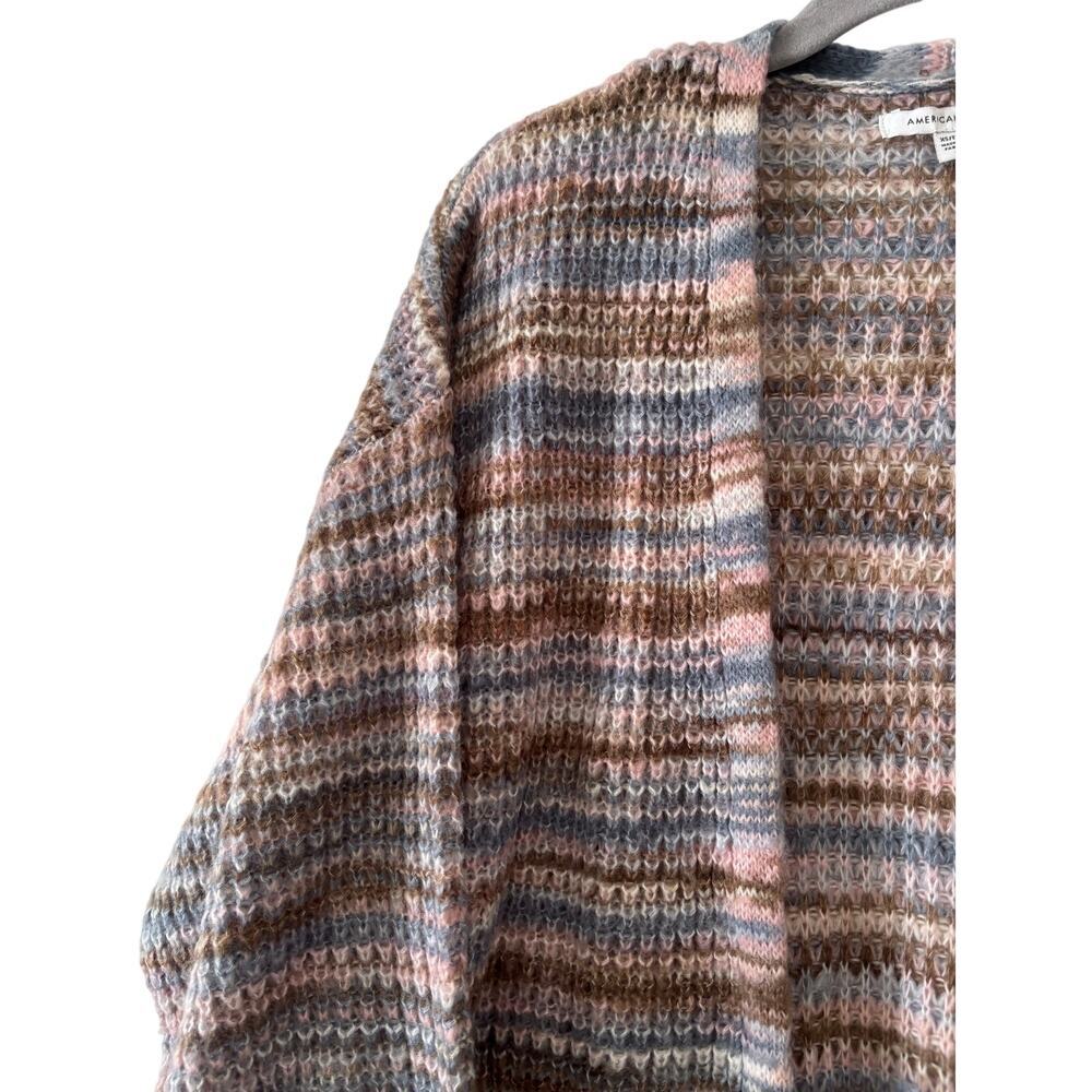 American Eagle Outfitters Front Cardigan Multicolor Waffle Knit Pocket Sweater - Picture 7 of 12
